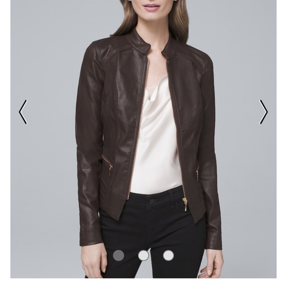 WHBM Brown Coated Moto Jacket - Perfect for Fall